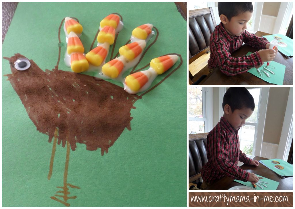Cute Candy Corn Handprint Turkey for Thanksgiving