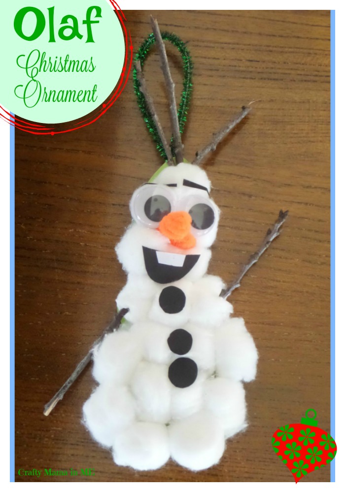 Cute and Easy DIY Olaf Cotton Ball Christmas Ornament