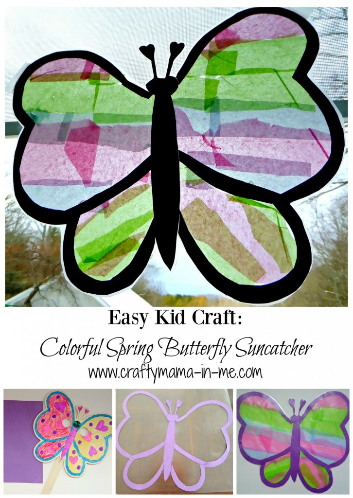 Easy Kid Craft: Colorful Spring Butterfly Suncatcher 