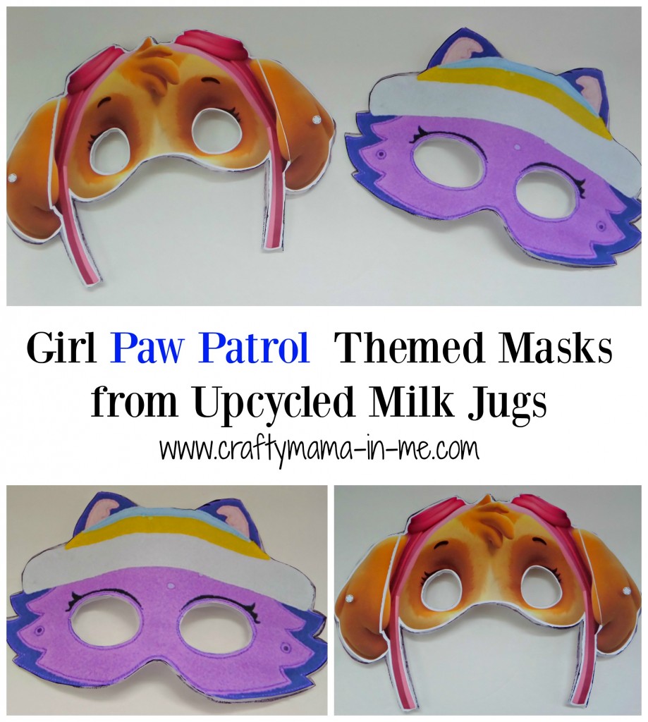 Girl Paw Patrol Themed Masks from Upcycled Milk Jugs
