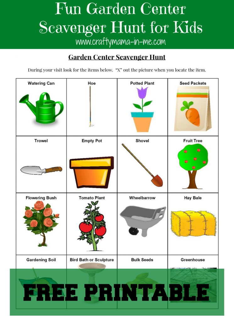Fun Garden Center Scavenger Hunt for Kids {Free Printable}