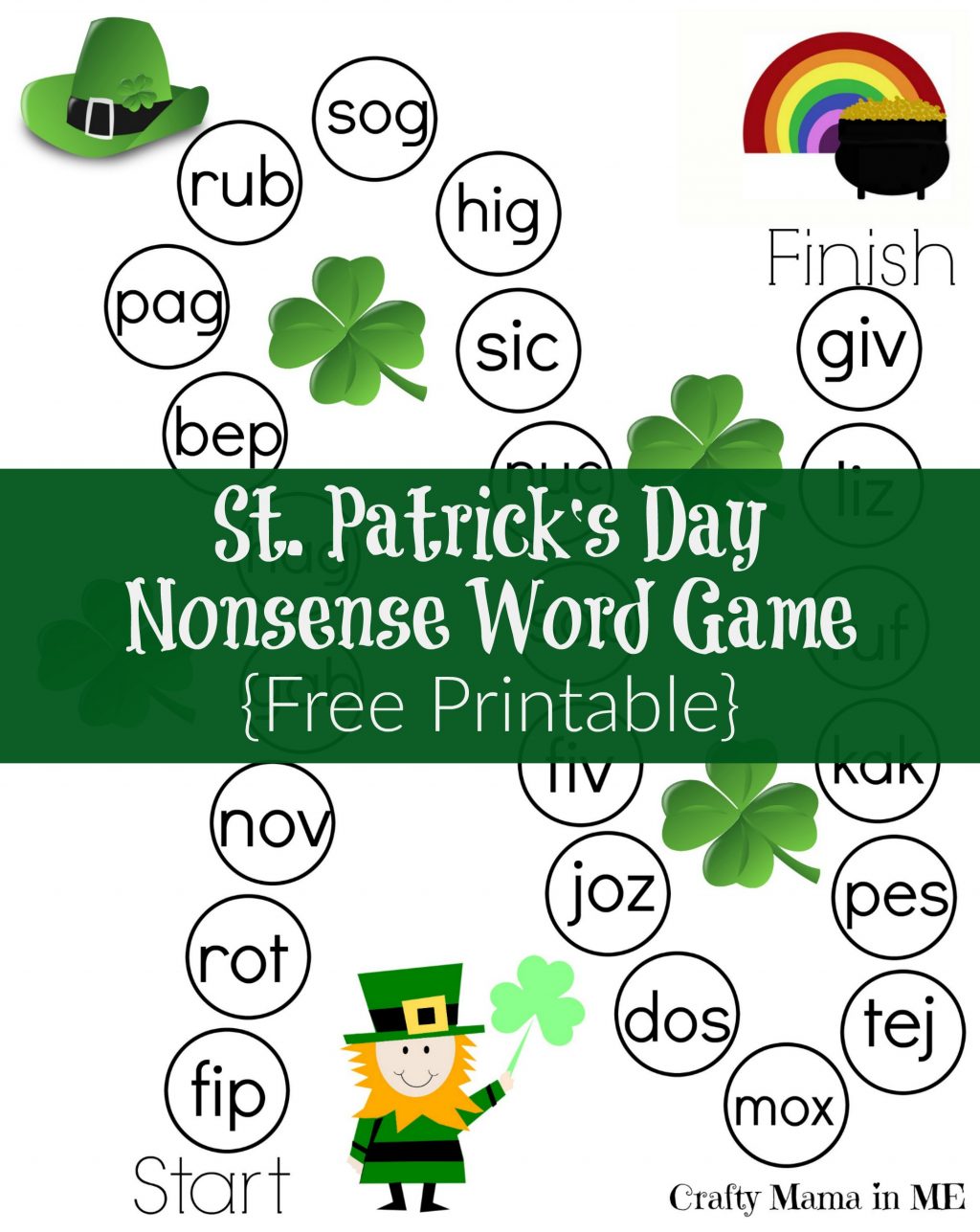 St Patrick's Day Nonsense Word Game {Free Printable}